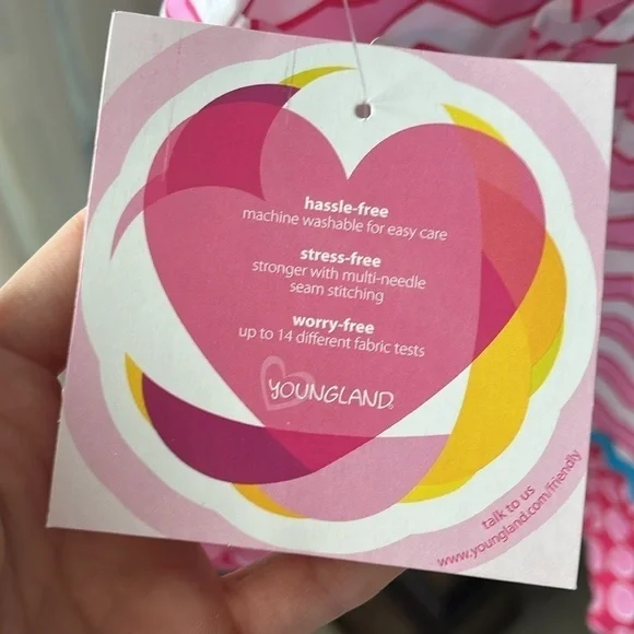 Brand New Youngland Pink & White Striped Ruffle Sleeveless Dress Blue Bows Heart - Picture 9 of 11